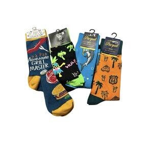Yo Sox Parquet Kathy lol Sock Lot Of 4 Men’s Fun Design Colorful Printed Casual
